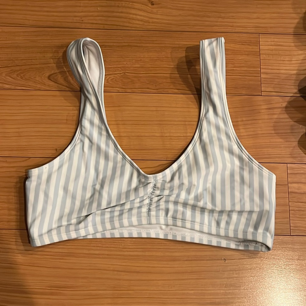 Hollister swim bathing suit top. Baby blue and white stripe